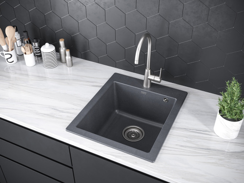 Кухонная мойка Paulmark KANTE 45 PM104651-DG 45х50 цвет серый - фото 3